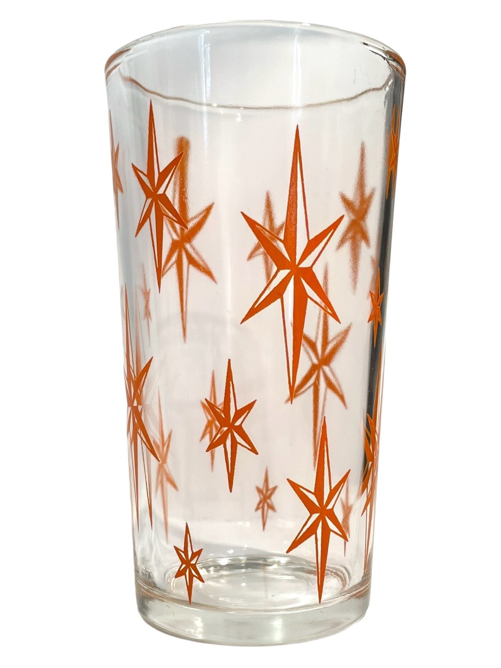 Vintage 1950s Kraft Swanky Orange Atomic Starburst Clear Drinking Glass